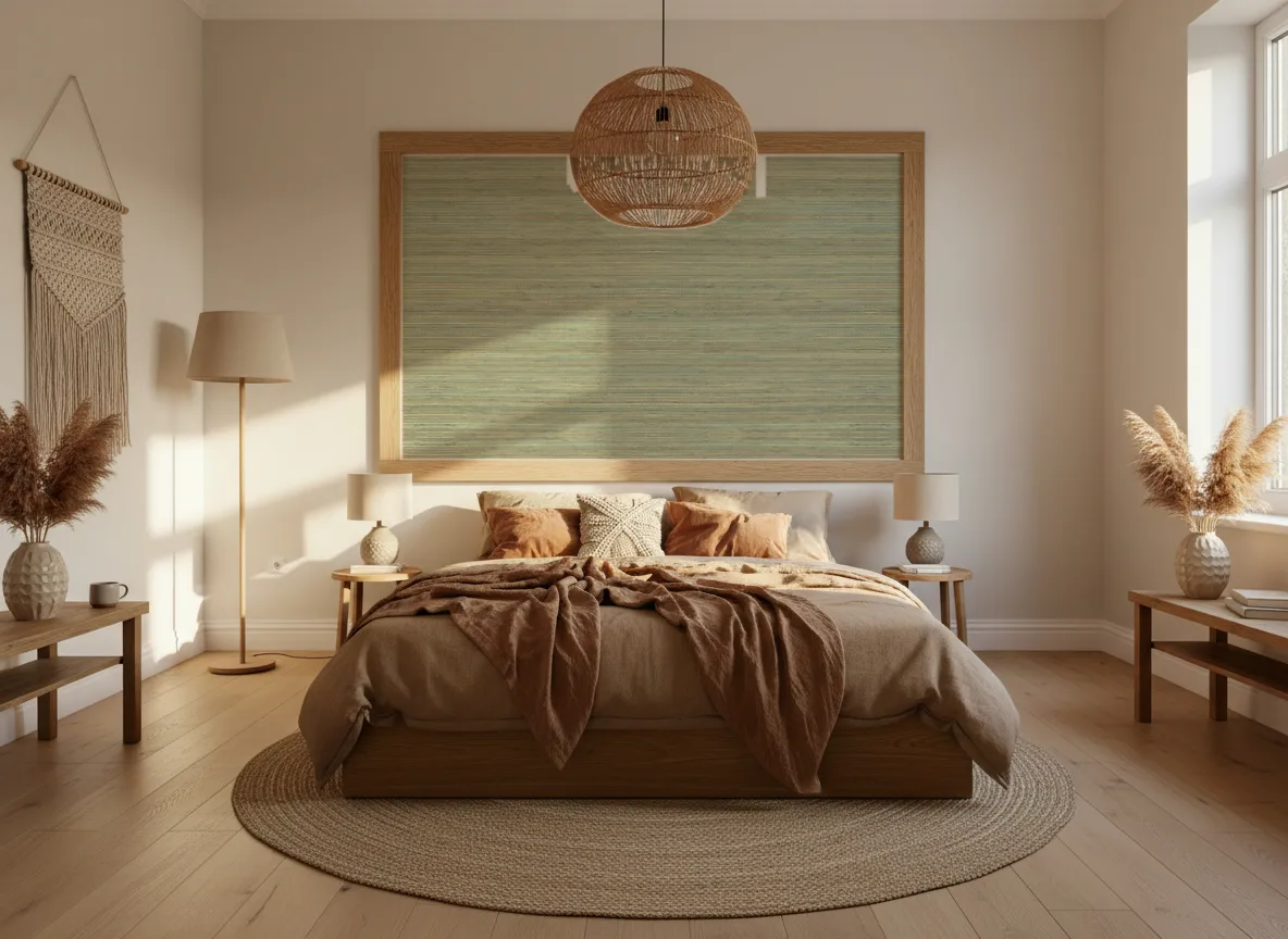 Seagrass — Sypialnia boho — pole w dębowej ramie