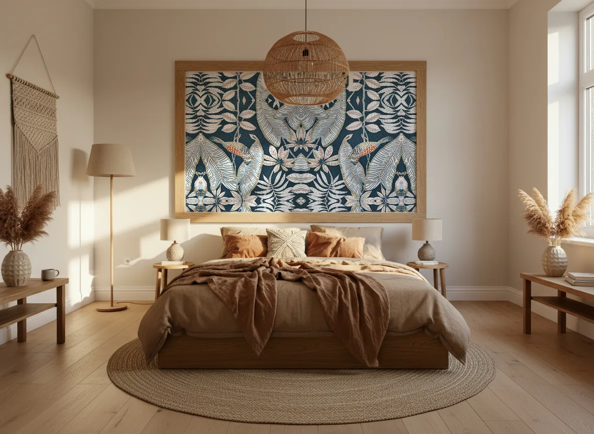 Sibia — Sypialnia boho — pole w dębowej ramie
