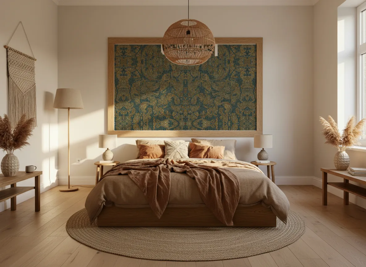 Venetie — Sypialnia boho — pole w dębowej ramie