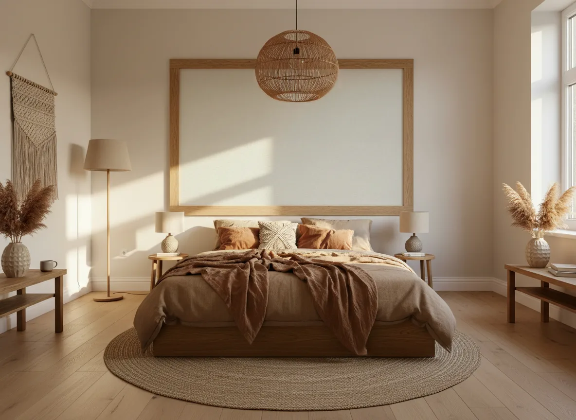 Concept Płótno — Sypialnia boho — pole w dębowej ramie