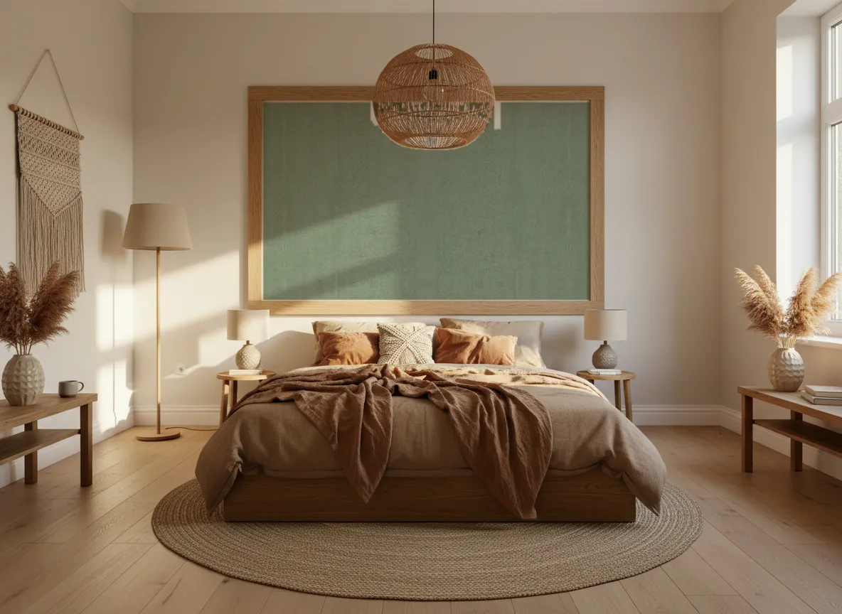 Origin — Sypialnia boho — pole w dębowej ramie