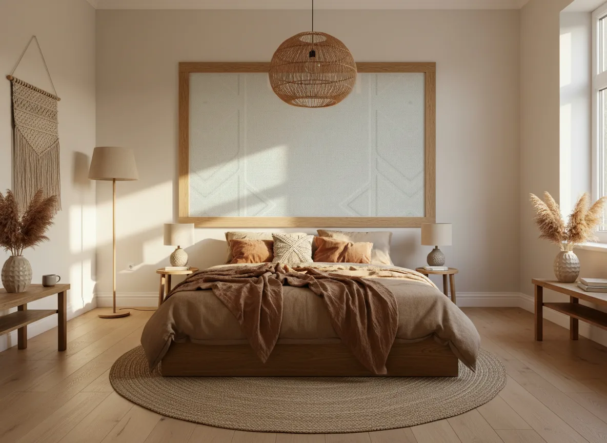 Polyform Vinacoustic Gallery — Sypialnia boho — pole w dębowej ramie