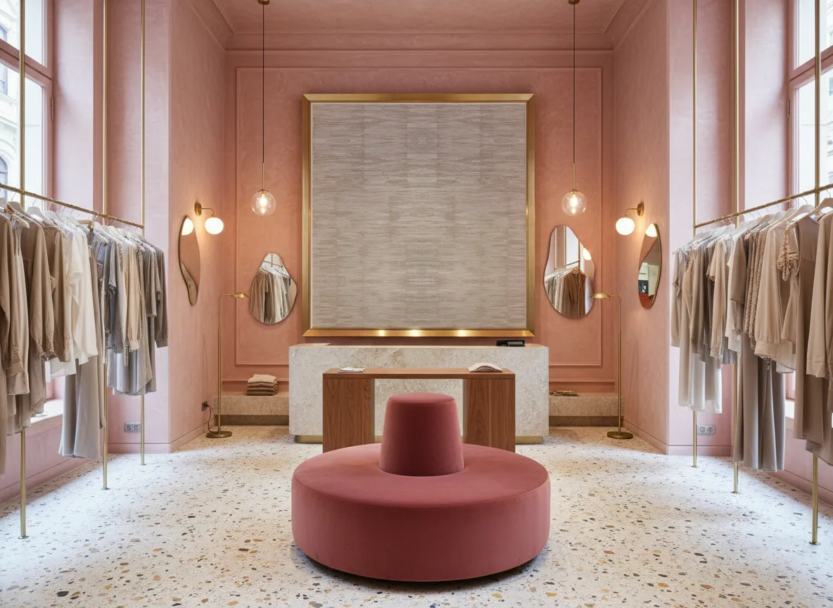 Alchemilla Feroe — Różowy butik — pole w mosiężnej ramie