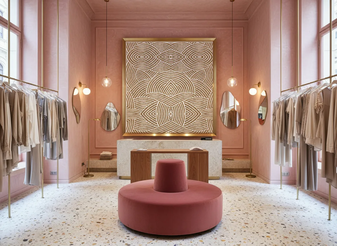 Assouan — Różowy butik — pole w mosiężnej ramie