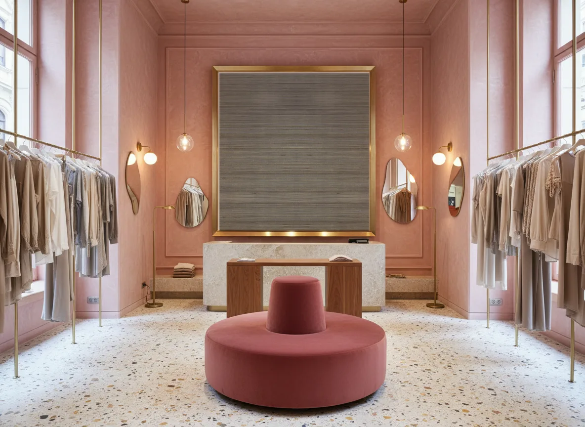 Bambou — Różowy butik — pole w mosiężnej ramie