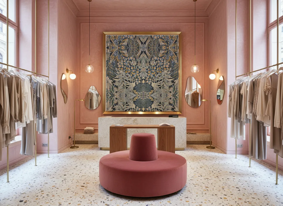 Borromee Jardin Felicia — Różowy butik — pole w mosiężnej ramie