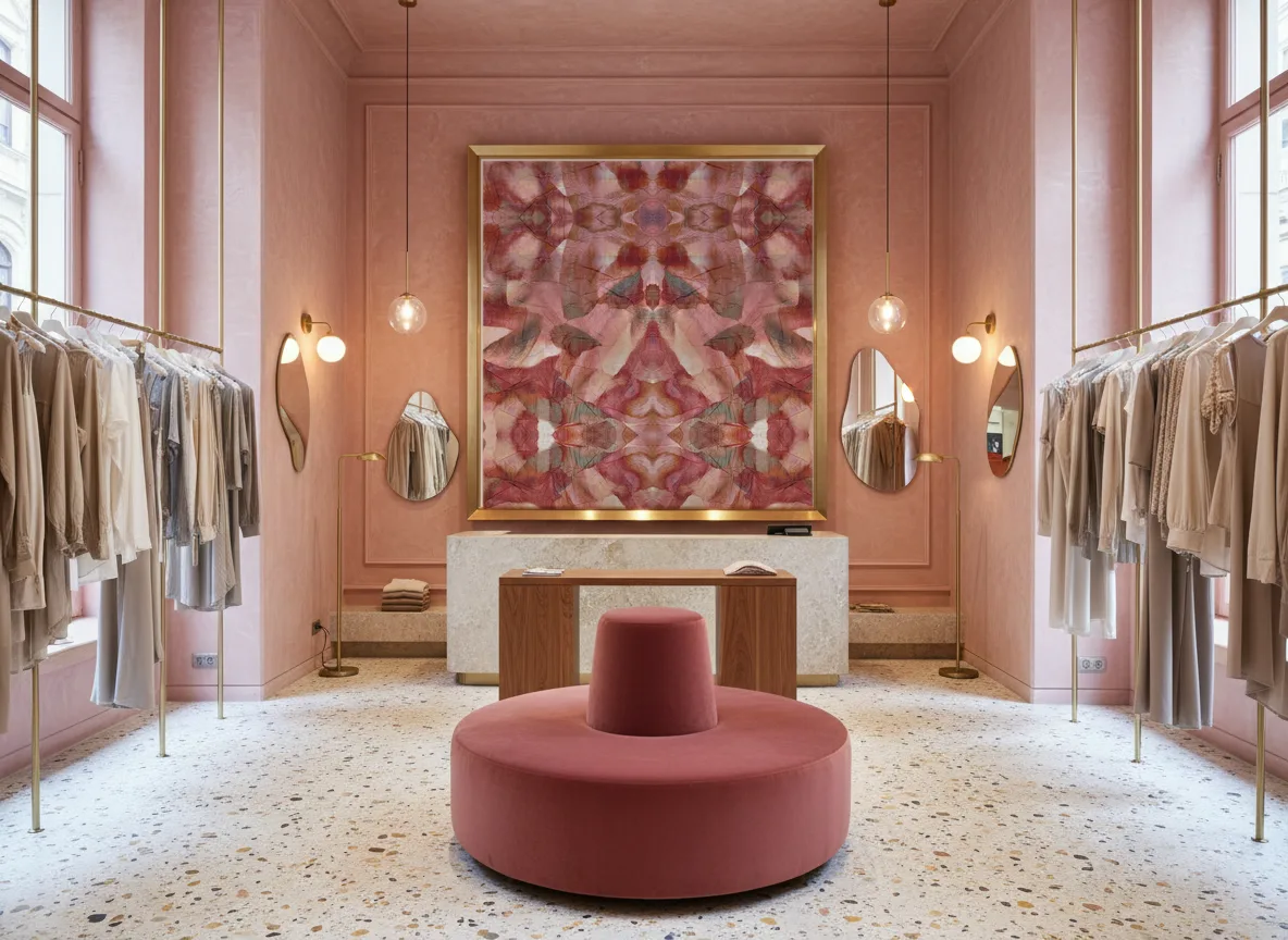 Caladium Escambray — Różowy butik — pole w mosiężnej ramie