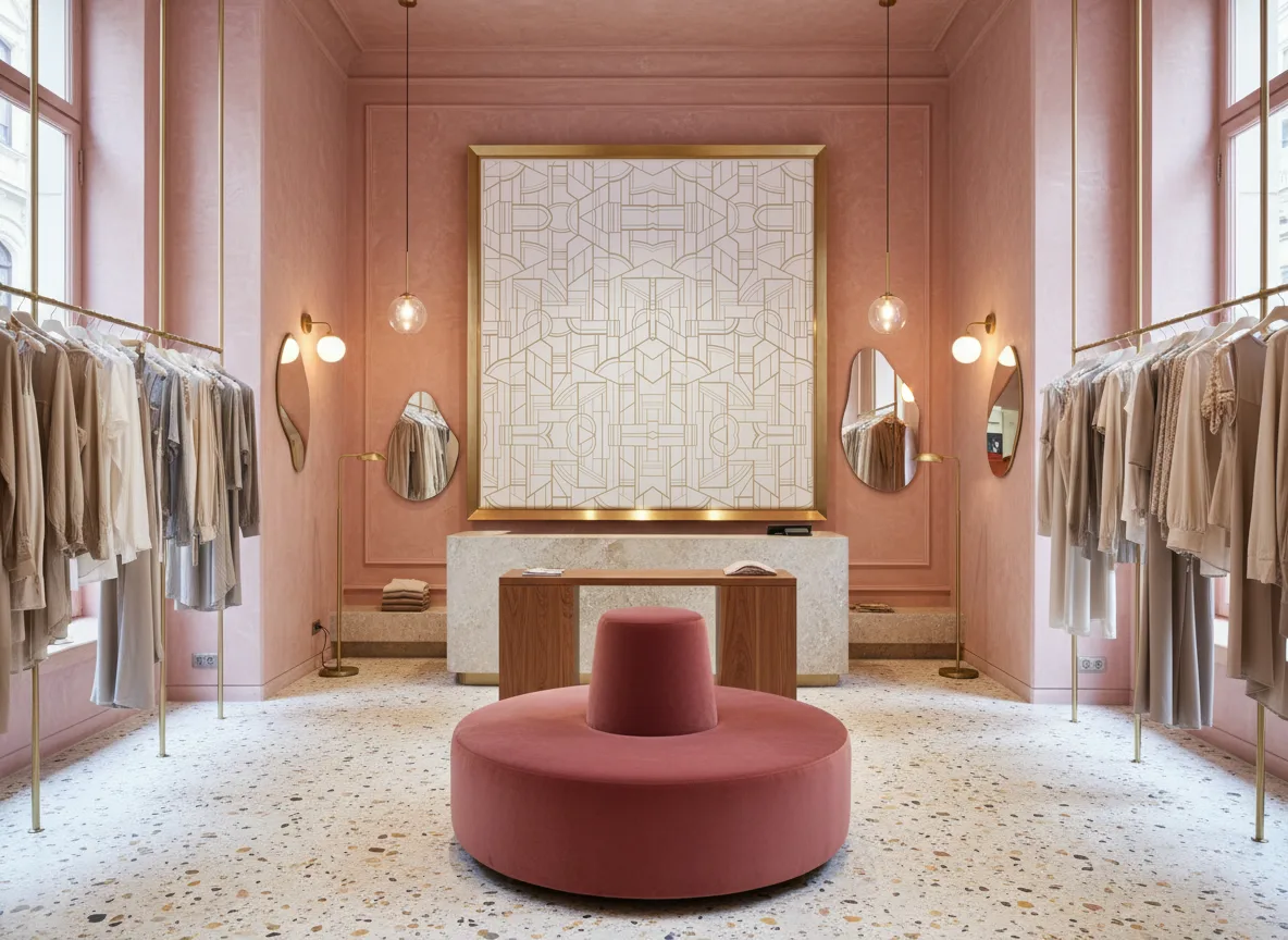 Cinetique Faubourg des Lumieres — Różowy butik — pole w mosiężnej ramie