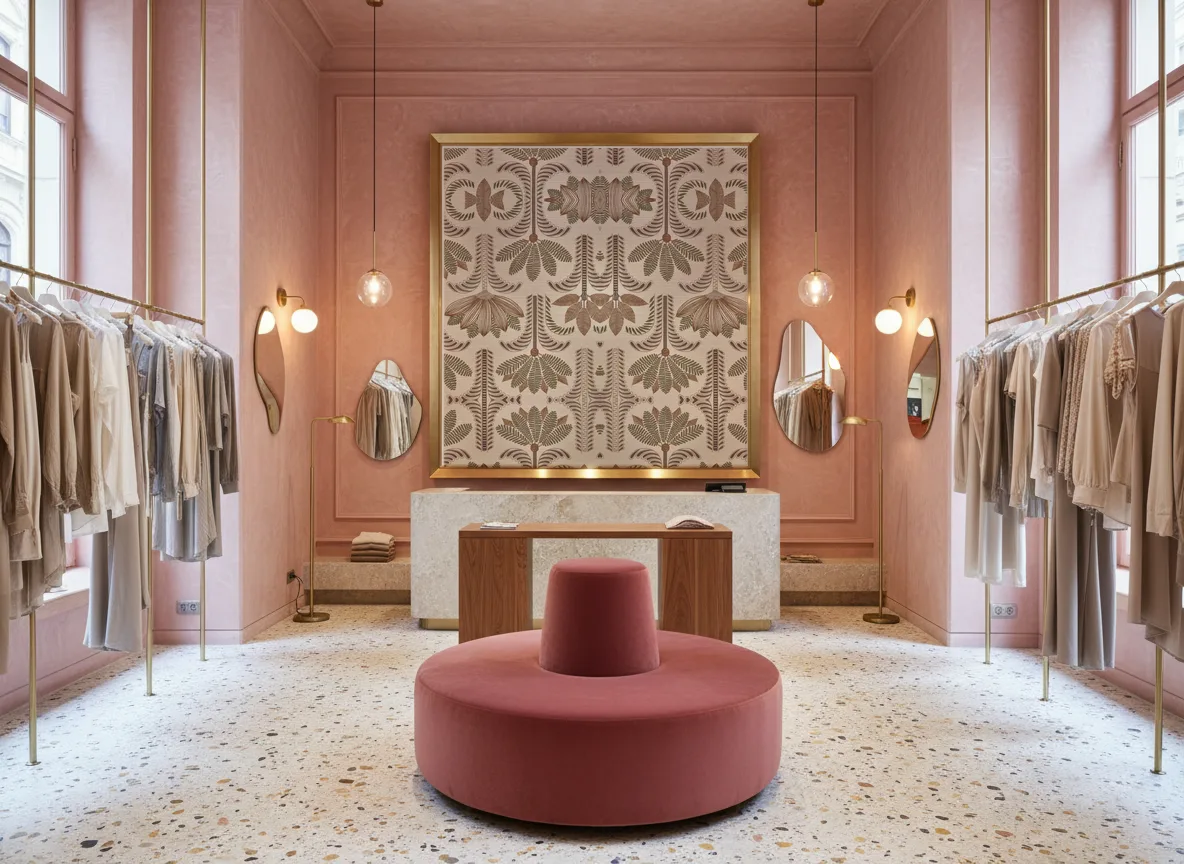 Dattara — Różowy butik — pole w mosiężnej ramie
