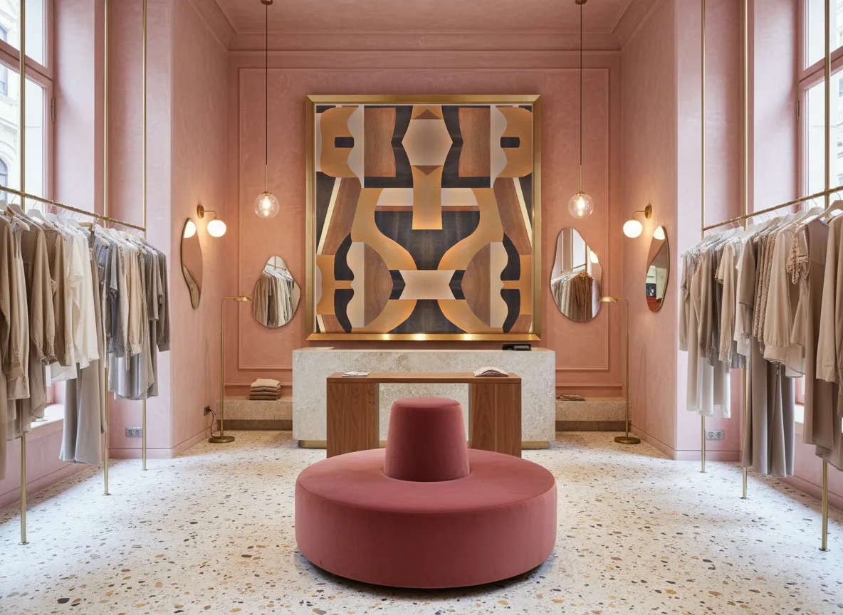 Gino — Różowy butik — pole w mosiężnej ramie