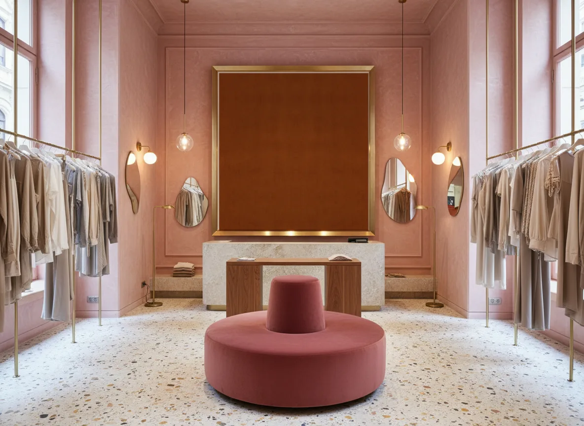 Hestia — Różowy butik — pole w mosiężnej ramie