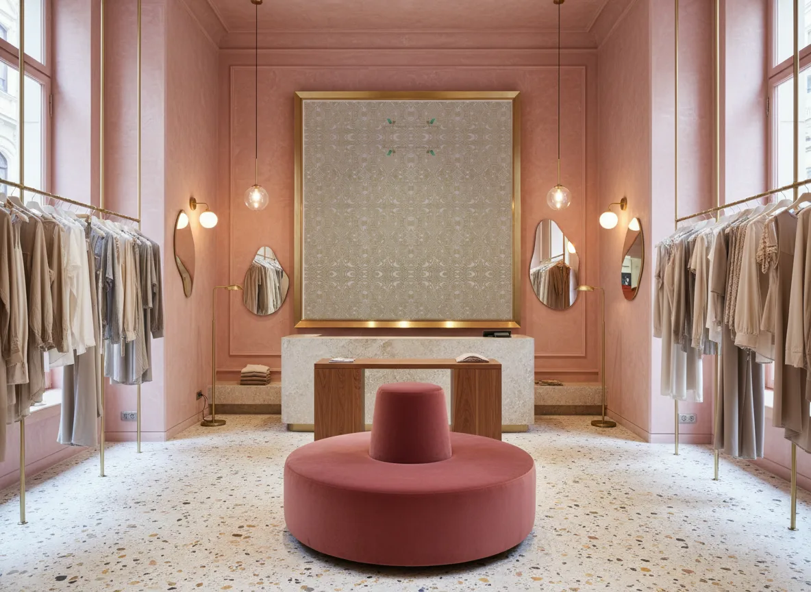 Jali Mansour — Różowy butik — pole w mosiężnej ramie