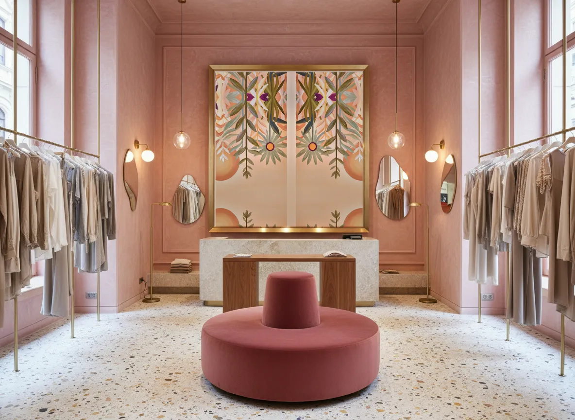 Jardin de cactus — Różowy butik — pole w mosiężnej ramie
