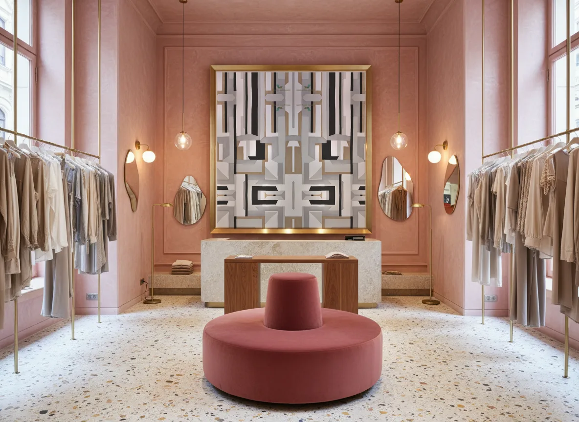 Jazz Misura — Różowy butik — pole w mosiężnej ramie