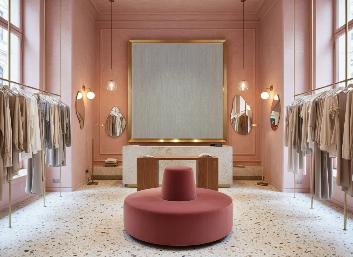 Le Bois — Różowy butik — pole w mosiężnej ramie