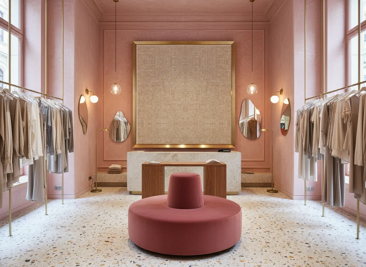 Lincotea — Różowy butik — pole w mosiężnej ramie