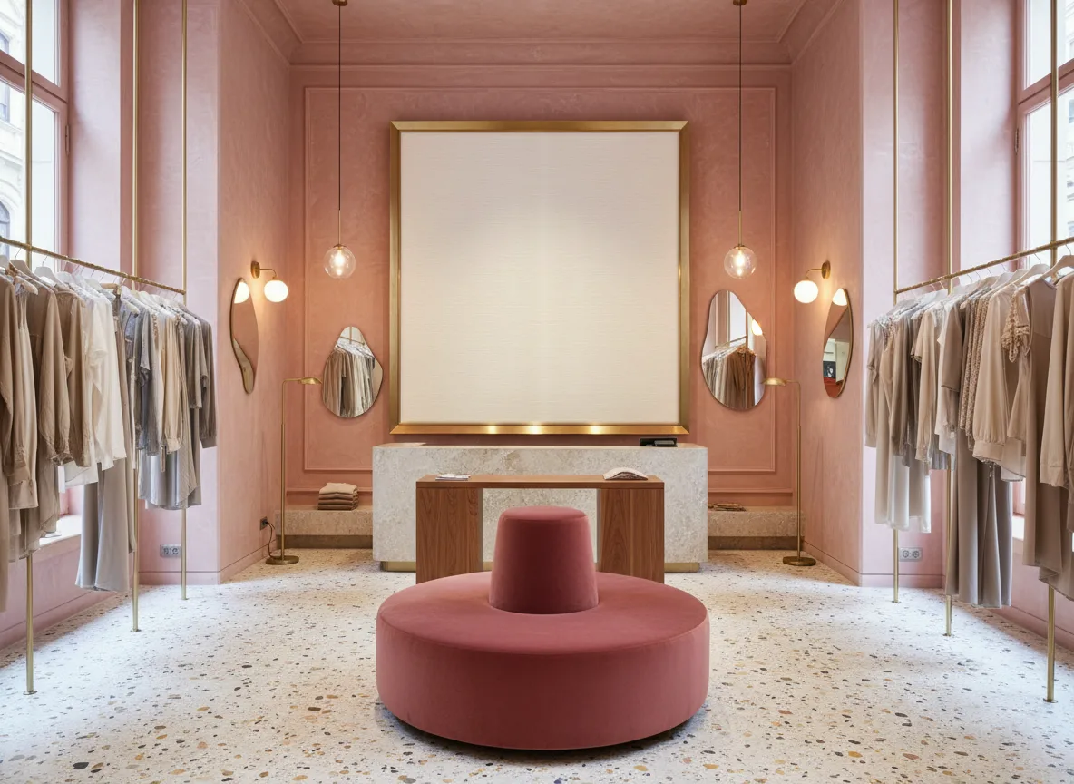 Malacca — Różowy butik — pole w mosiężnej ramie