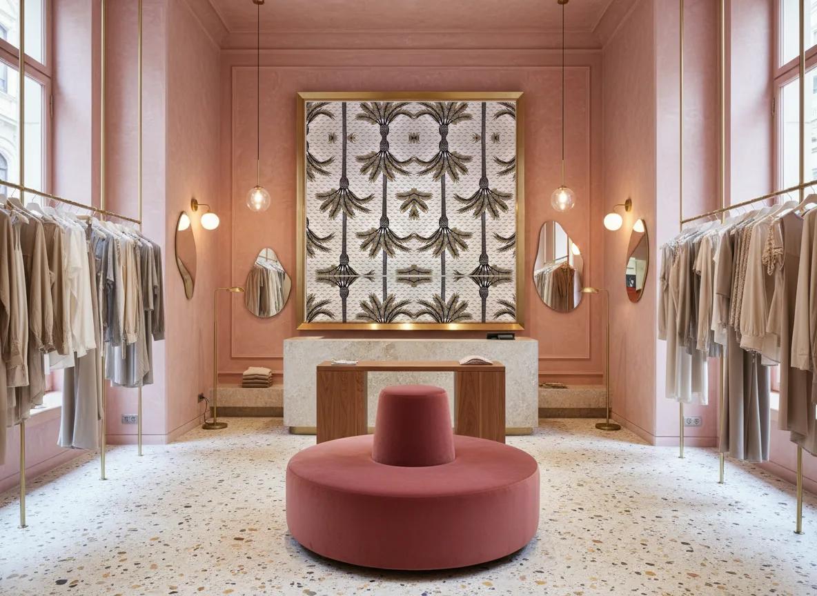 Mirage — Różowy butik — pole w mosiężnej ramie