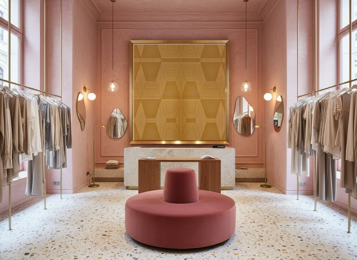 Mirage — Różowy butik — pole w mosiężnej ramie