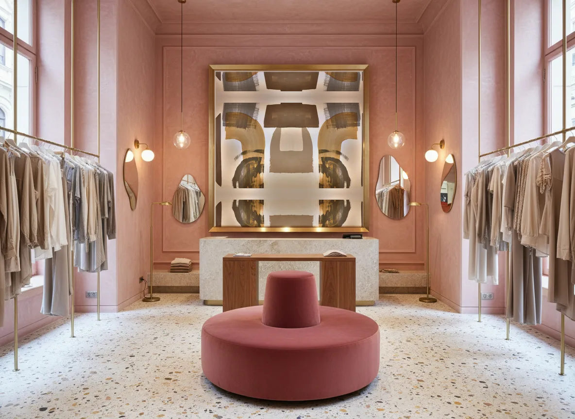 Papunya — Różowy butik — pole w mosiężnej ramie