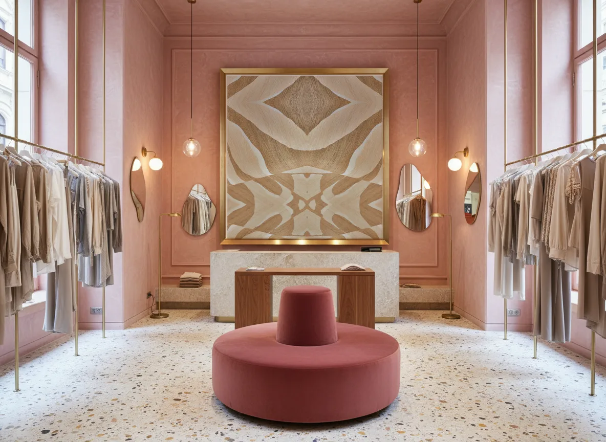 Rama — Różowy butik — pole w mosiężnej ramie