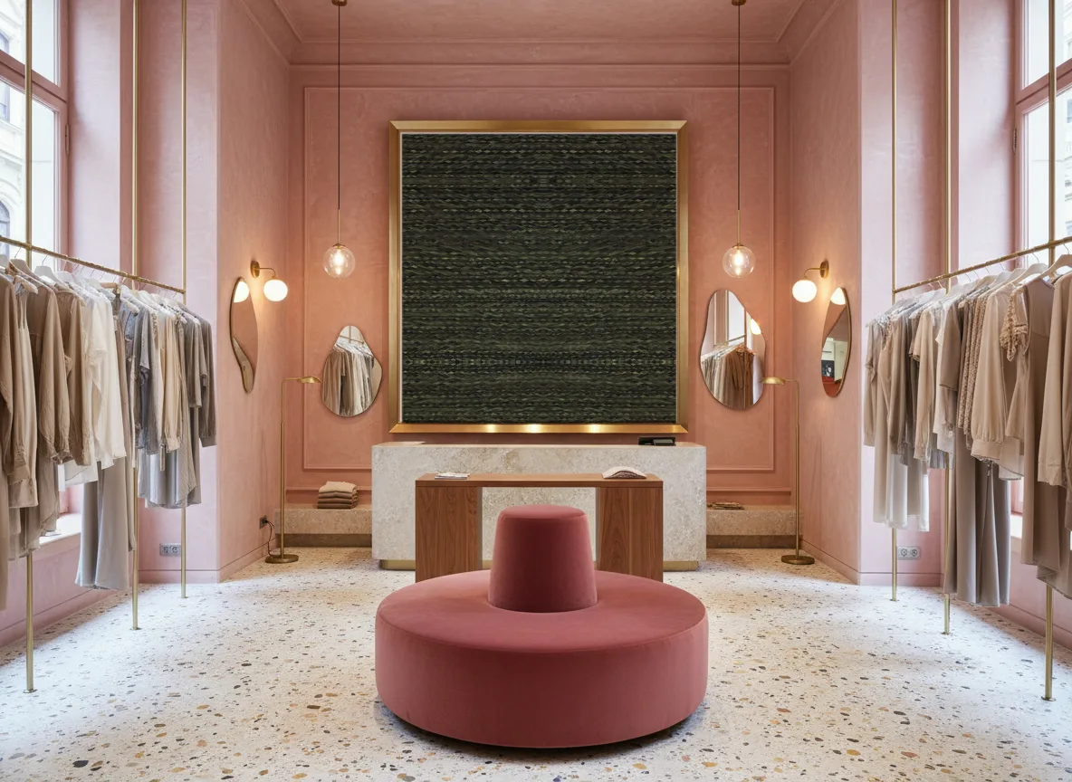 Saba Escambray — Różowy butik — pole w mosiężnej ramie