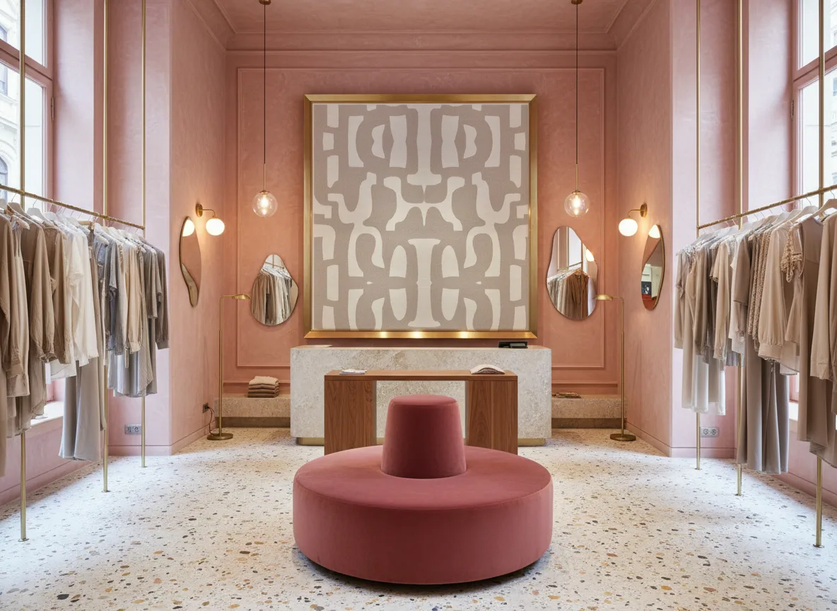 Seran — Różowy butik — pole w mosiężnej ramie