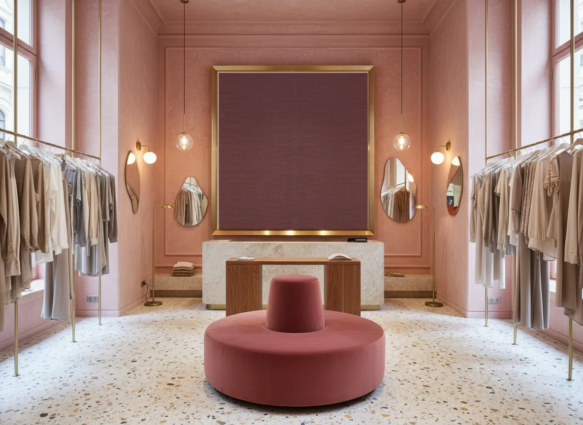 Shinok — Różowy butik — pole w mosiężnej ramie