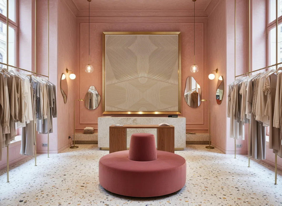 Strie — Różowy butik — pole w mosiężnej ramie