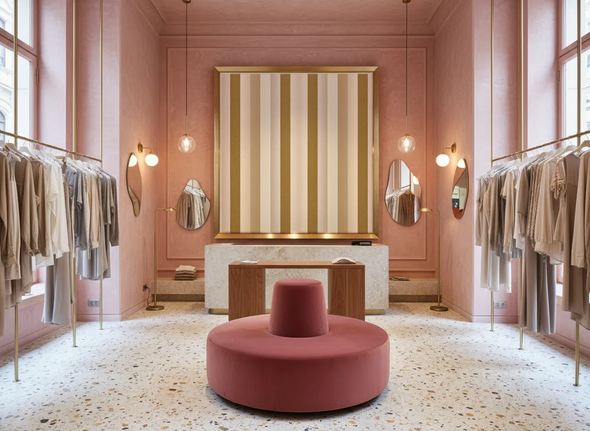 Transat L'Ile Aux Oiseaux — Różowy butik — pole w mosiężnej ramie