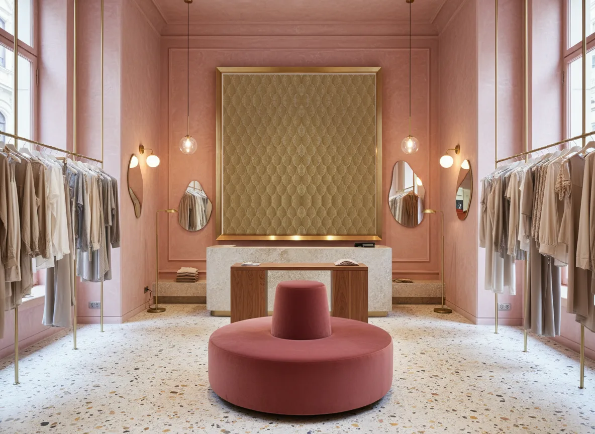 Vendome — Różowy butik — pole w mosiężnej ramie
