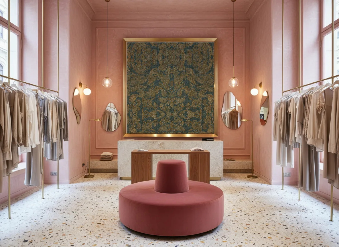 Venetie — Różowy butik — pole w mosiężnej ramie