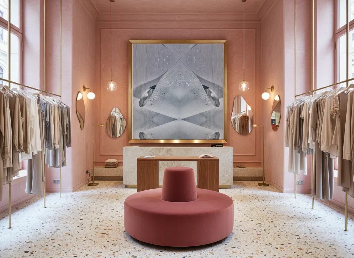 Świetliste smugi z kryształkami — Różowy butik — pole w mosiężnej ramie