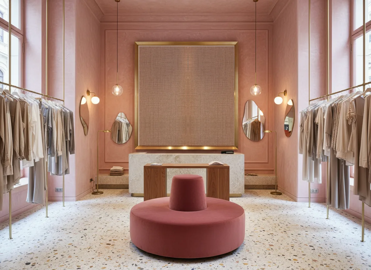 Bolton — Różowy butik — pole w mosiężnej ramie