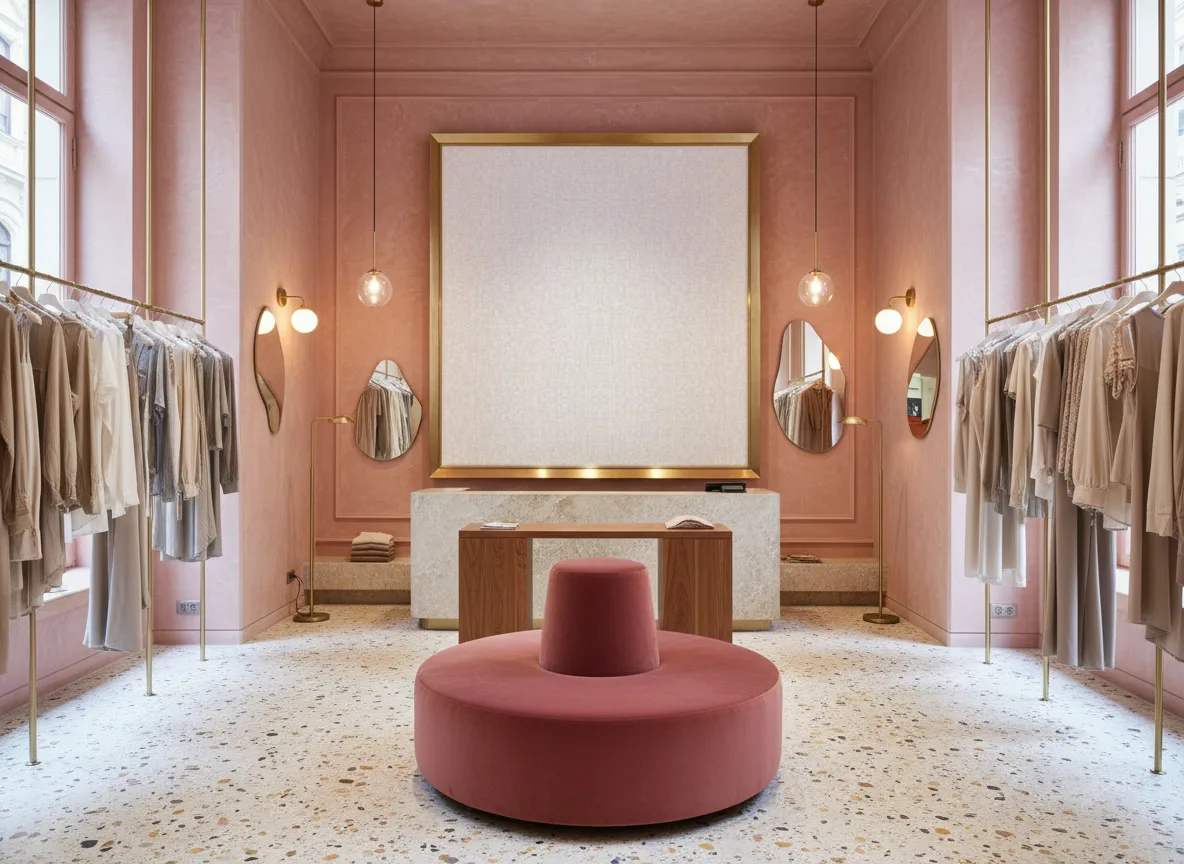 Empera — Różowy butik — pole w mosiężnej ramie