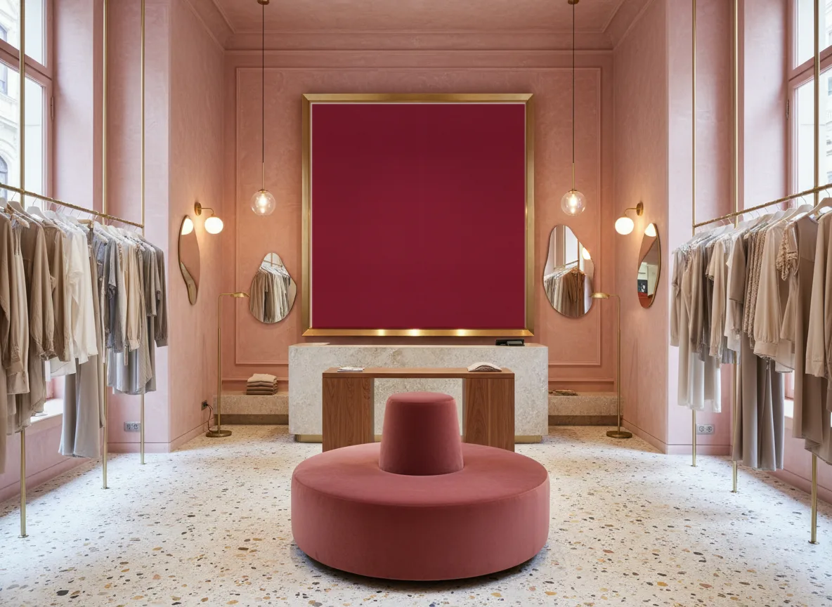 Eos Color 2 — Różowy butik — pole w mosiężnej ramie
