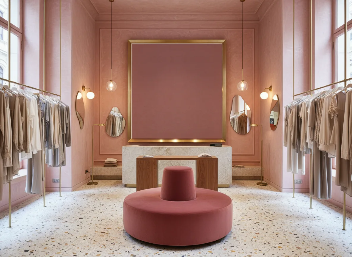 Eos Color 3 — Różowy butik — pole w mosiężnej ramie