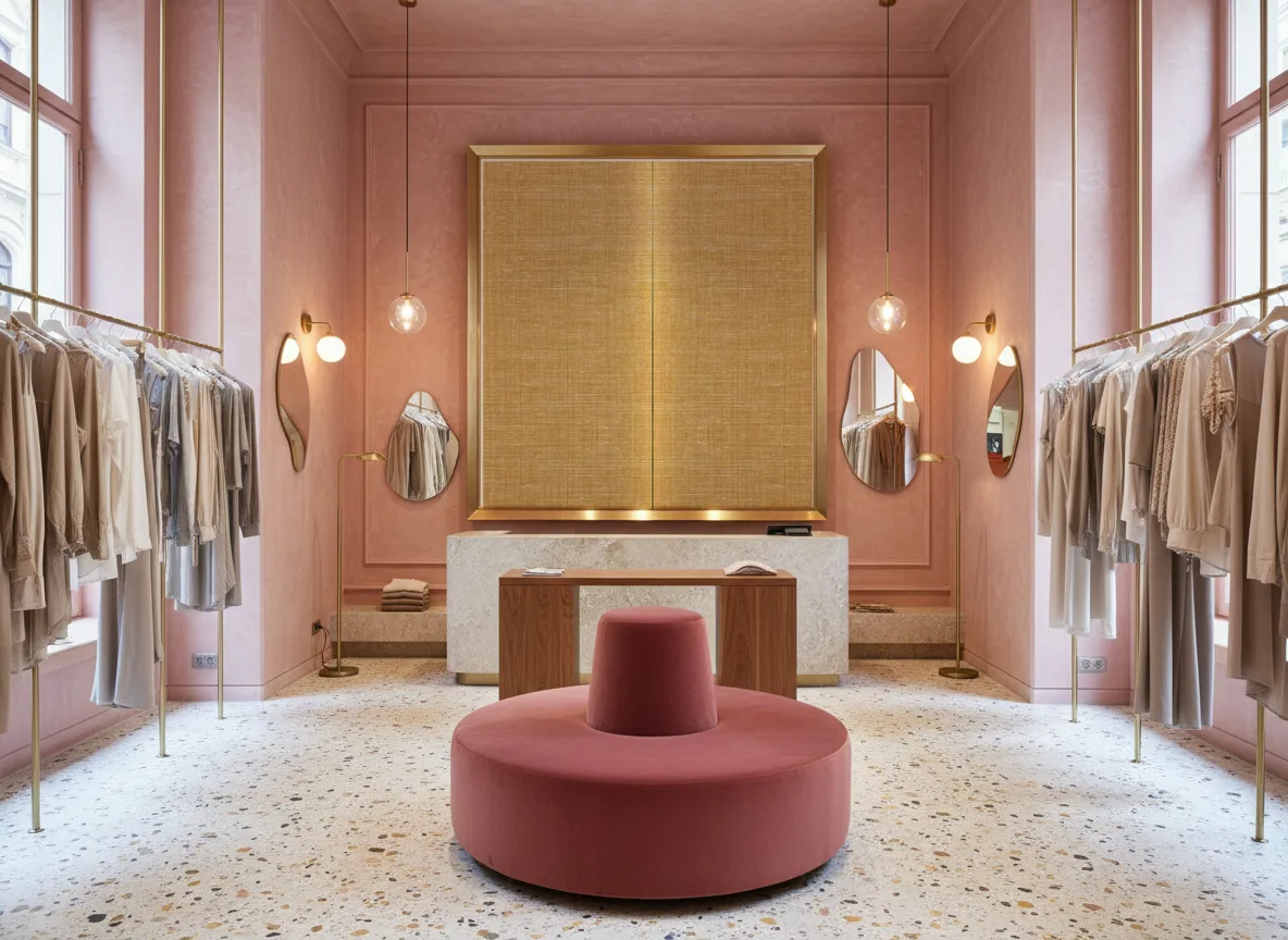 Lino — Różowy butik — pole w mosiężnej ramie
