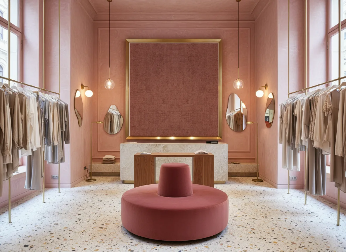 Vinacoustic Bellano — Różowy butik — pole w mosiężnej ramie