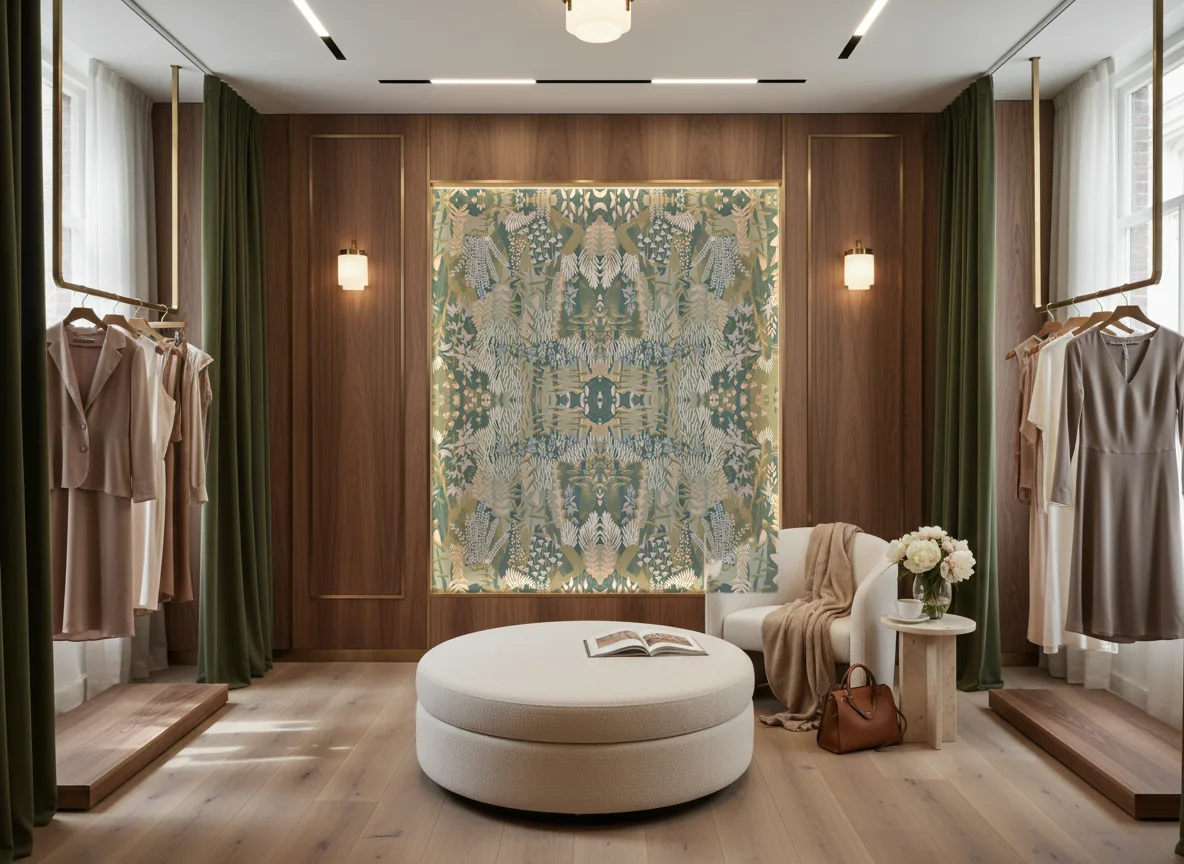 Erica Jardin Felicia — Butik — podświetlona ściana przymierzalni