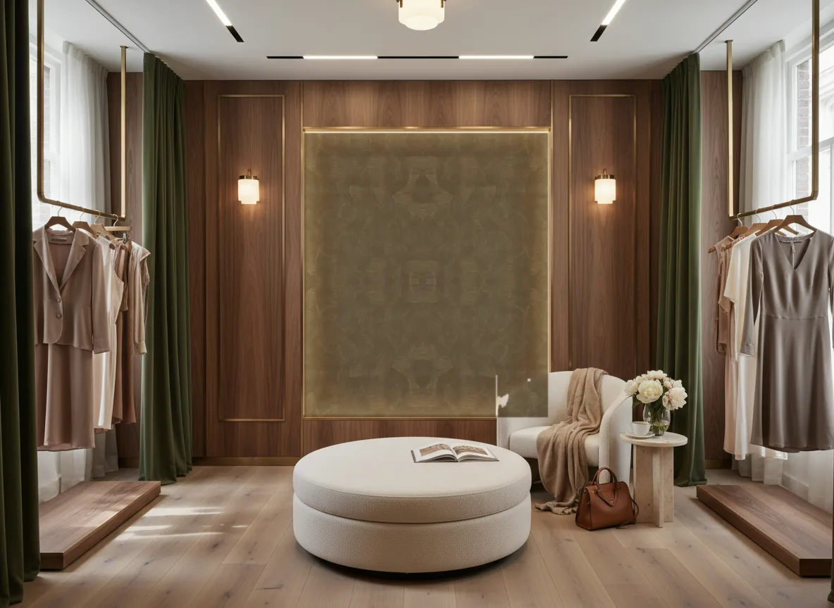 Gemmae — Butik — podświetlona ściana przymierzalni