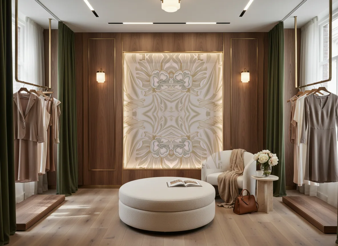 Isadora — Butik — podświetlona ściana przymierzalni