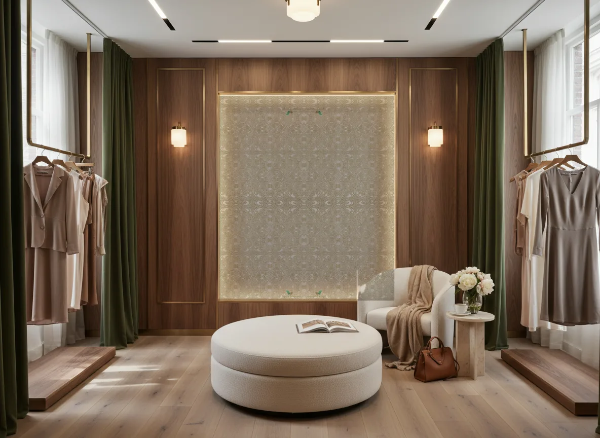 Jali Mansour — Butik — podświetlona ściana przymierzalni