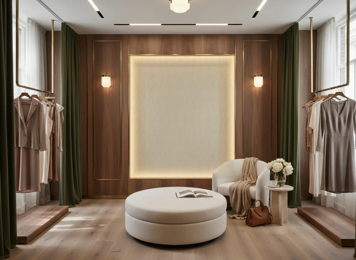 Keramos Texture Cerame — Butik — podświetlona ściana przymierzalni