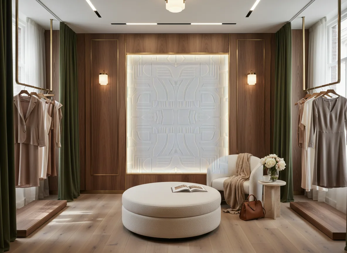 Linsolite — Butik — podświetlona ściana przymierzalni
