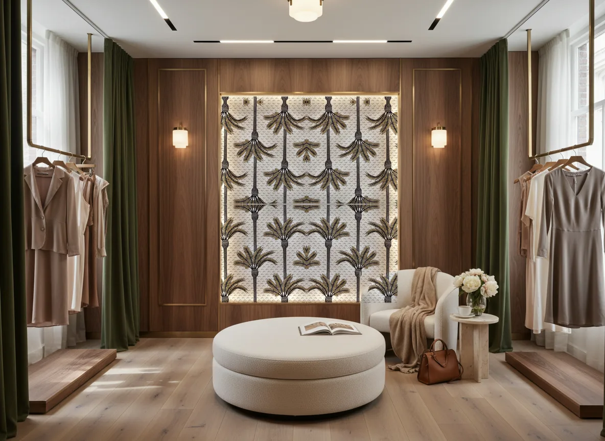 Mirage — Butik — podświetlona ściana przymierzalni