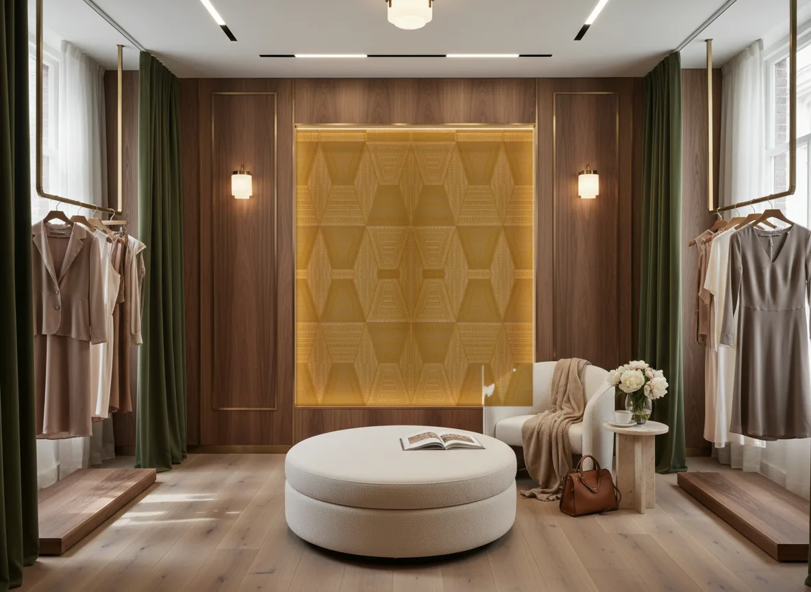 Mirage — Butik — podświetlona ściana przymierzalni
