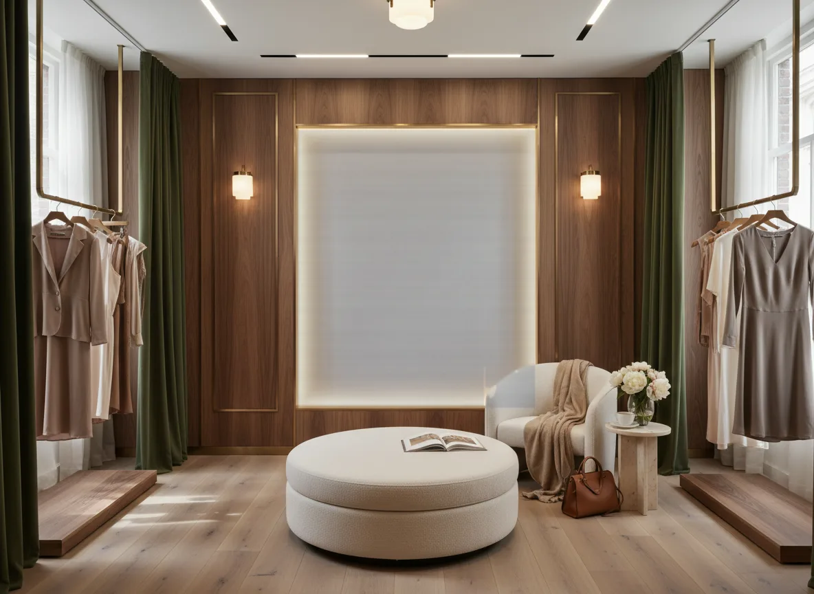Mori La Soie — Butik — podświetlona ściana przymierzalni