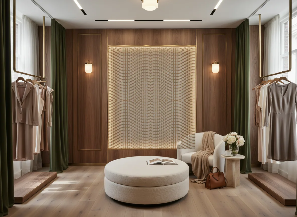 Onsen — Butik — podświetlona ściana przymierzalni