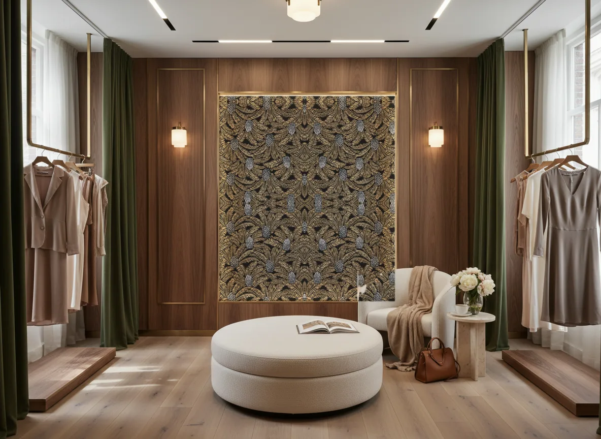 Palmeta — Butik — podświetlona ściana przymierzalni